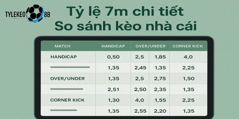 tỷ lệ kèo 7m